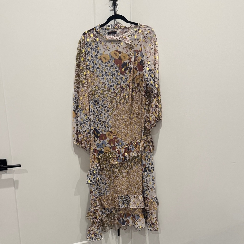Ruffled Floral Dress with Mixed Colors